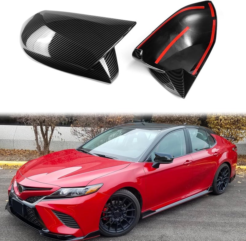 CKE Compatible with Toyota Camry 2026 2025 2024 2023 2022 2021 2020 2019 2018 Accessories Aggressive Look Car Exterior Door Side Rearview Mirror Guard Cover Trim Caps -Carbon Fiber Style - Image 3